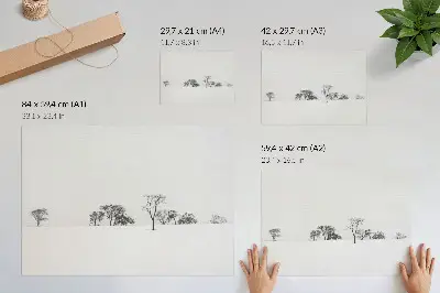 Póster paisaje minimalista con árboles invernales que transmite paz