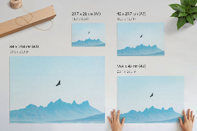 Lámina para cuadro Paisaje minimalista de aves de montaña