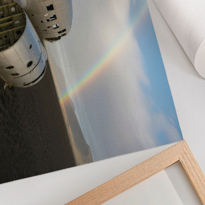 Arte de pared Los restos metálicos de un avión con un arcoíris de fondo.
