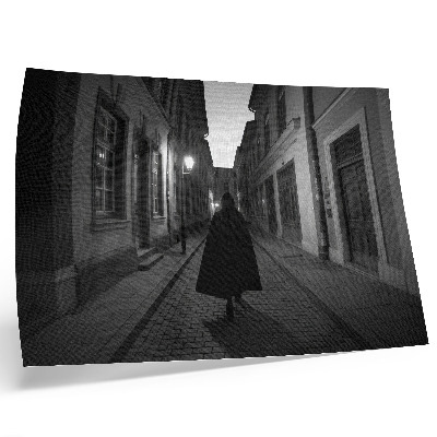Arte de pared Calle oscura, figura misteriosa, ambiente nostálgico