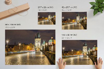 Arte de pared Encantadora arquitectura de puentes iluminados en la ciudad nocturna