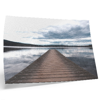 Arte de pared Un pintoresco muelle junto al lago con vistas a las montañas.