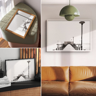 Arte de pared Puente minimalista, arquitectura rectilínea