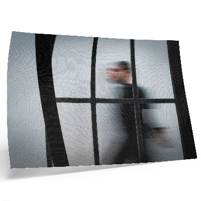 Arte de pared Silueta negra tras un marco de cristal, minimalismo gris.