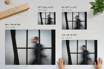 Arte de pared Silueta negra tras un marco de cristal, minimalismo gris.