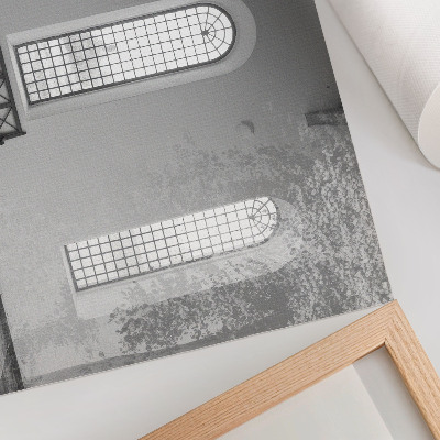 Arte de pared interior minimalista con ventanas y plantas