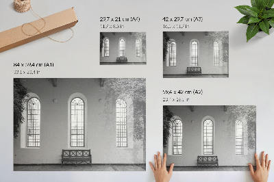 Arte de pared interior minimalista con ventanas y plantas