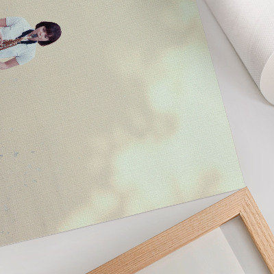 Póster Minimalismo, colores vivos, paz, música en la puerta.