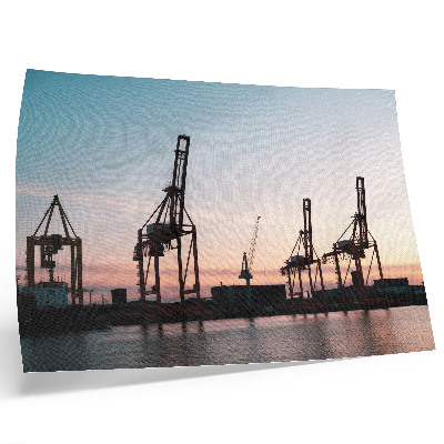Lámina para cuadro Grúas en el puerto al atardecer