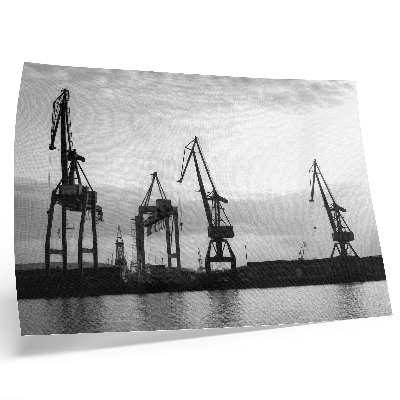 Arte de pared Grúas portuarias de diseño minimalista en blanco y negro