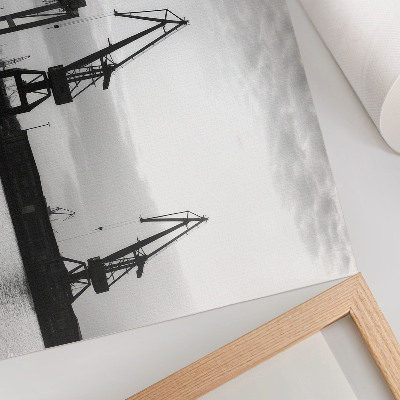 Arte de pared Grúas portuarias de diseño minimalista en blanco y negro