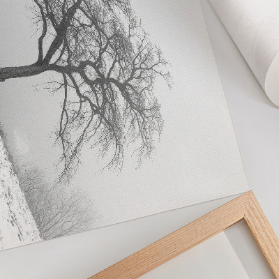 Arte de pared Árbol solitario, paz invernal, minimalismo, armonía