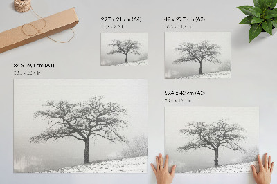 Arte de pared Árbol solitario, paz invernal, minimalismo, armonía