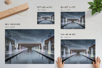 Lámina para cuadro Fuentes y arquitectura con iluminación moderna