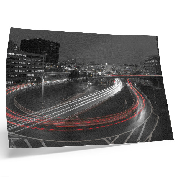 Póster Movimiento dinámico de las luces de la ciudad nocturna