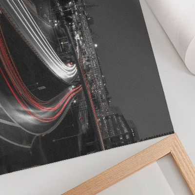 Póster Movimiento dinámico de las luces de la ciudad nocturna