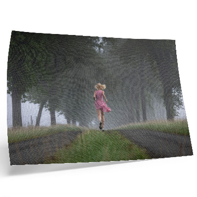 Arte de pared Correr figura callejón niebla árboles verde