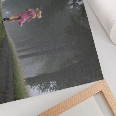 Arte de pared Correr figura callejón niebla árboles verde