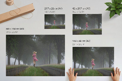 Arte de pared Correr figura callejón niebla árboles verde