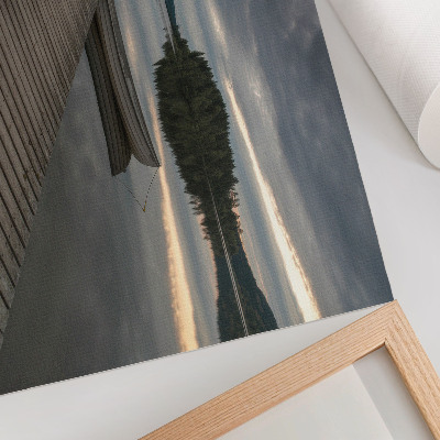 Arte de pared Lago, barco, bosque, nubes, ambiente tranquilo