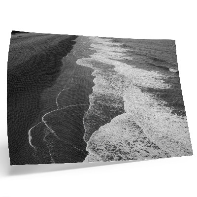 Lámina para cuadro Olas blancas y negras, arena suave, playa tranquila