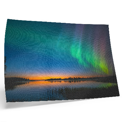 Arte de pared Aurora boreal sobre el lago, una atmósfera mágica