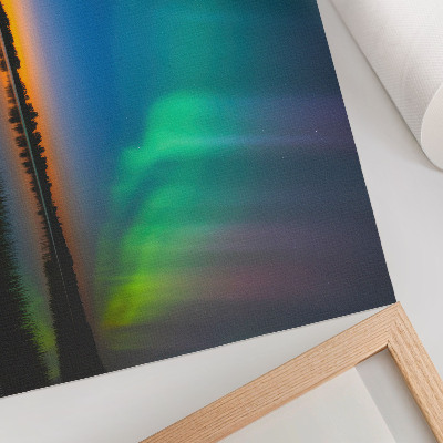 Arte de pared Aurora boreal sobre el lago, una atmósfera mágica