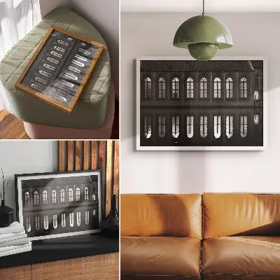 Arte de pared diseño arquitectónico de simetría y reflejo elegante