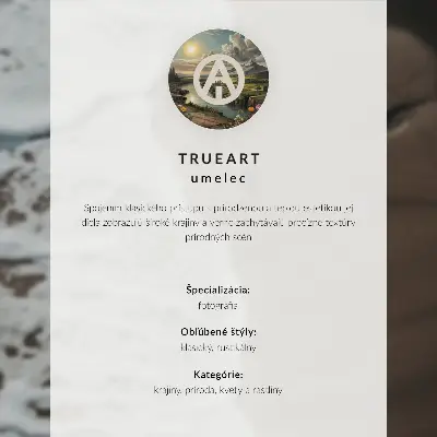 Póster isla en un bosque de pinos con lago y cielo en tonos pastel