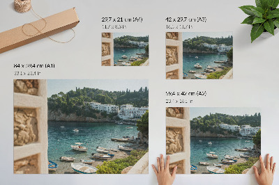 Arte de pared Barcos bahía colinas mediterráneas