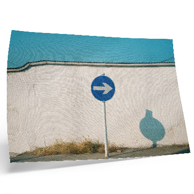 Lámina para cuadro Un letrero minimalista sobre una pared blanca.