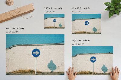 Lámina para cuadro Un letrero minimalista sobre una pared blanca.