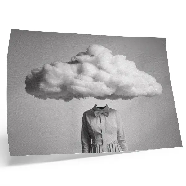 Lámina para cuadro motivo surrealista minimalista de nube blanca