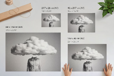 Lámina para cuadro Motivo surrealista minimalista: nube blanca