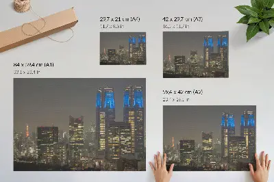 Arte de pared rascacielos iluminados por la noche con edificios modernos de la ciudad