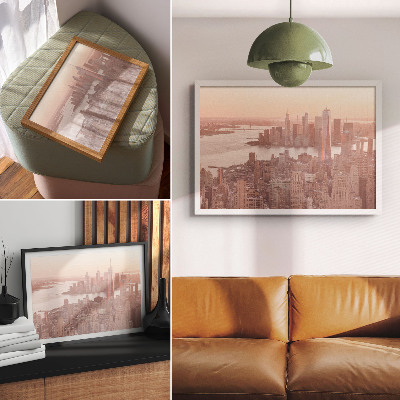 Arte de pared Altos rascacielos, atardecer con colores cálidos