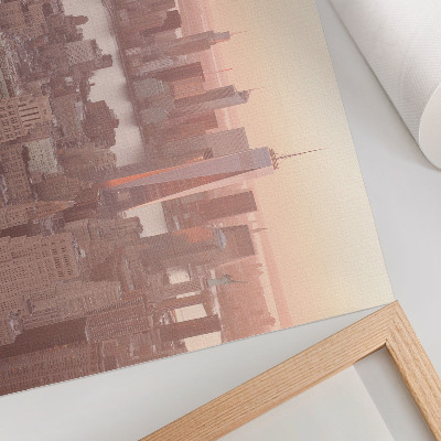 Arte de pared Altos rascacielos, atardecer con colores cálidos