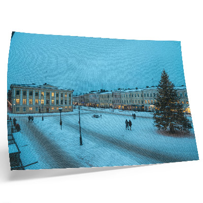 Póster Paisaje invernal, arquitectura clásica, ambiente navideño