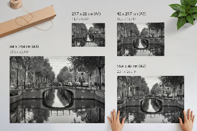 Póster Puentes blancos y negros y espacio urbano con canales