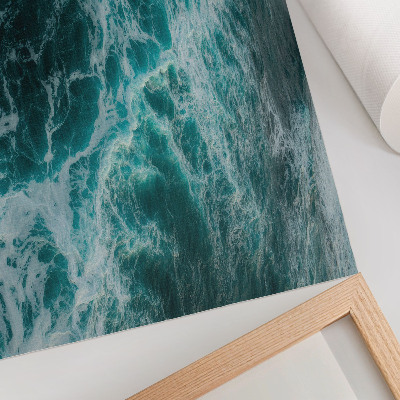 Póster Olas oceánicas turquesas con espuma blanca