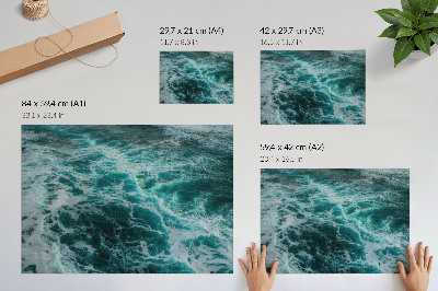 Póster Olas oceánicas turquesas con espuma blanca