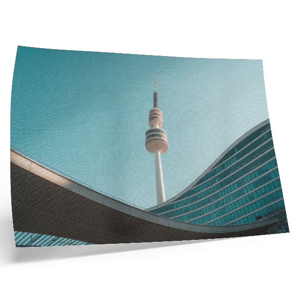 Arte de pared Torre moderna de la ciudad con cielo azul