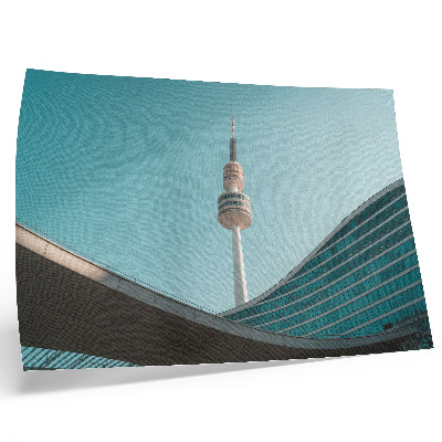 Arte de pared Torre moderna de la ciudad con cielo azul