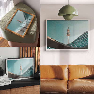 Arte de pared Torre moderna de la ciudad con cielo azul