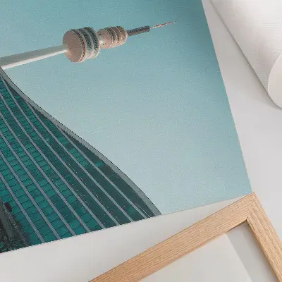 Arte de pared torre moderna de ciudad con cielo azul