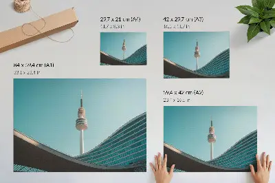 Arte de pared torre moderna de ciudad con cielo azul