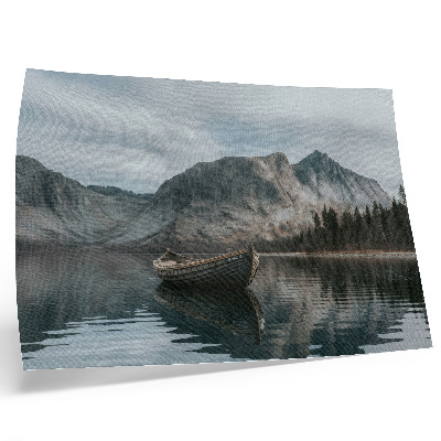 Póster Montañas, lago, barco, paz, armonía