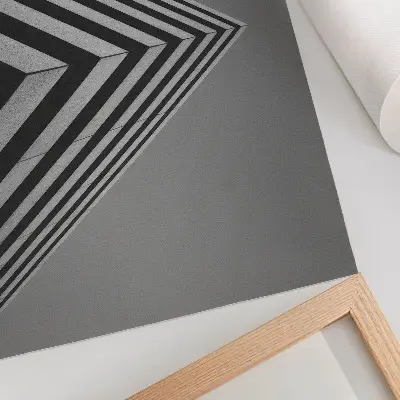 Lámina para cuadro con diseño de simetría, líneas y composición dinámica en monocromo