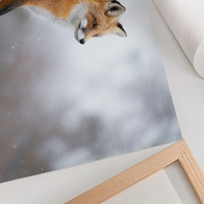 Arte de pared zorro en el paisaje invernal con la suave paz de la naturaleza