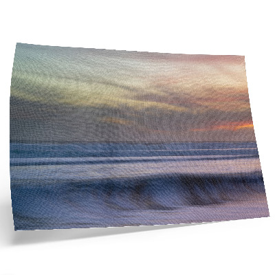 Lámina para cuadro Olas oceánicas en tonos pastel y la puesta de sol.